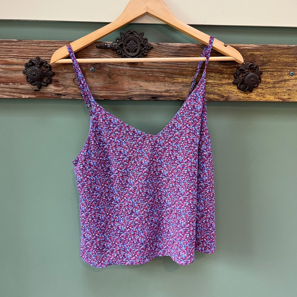 Abercrombie & Fitch Purple Floral Spaghetti-Strap Camisole